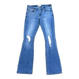 Lucky Brand Womens Distressed Flare Jeans Size 6/28R Medium Wash Blue Denim